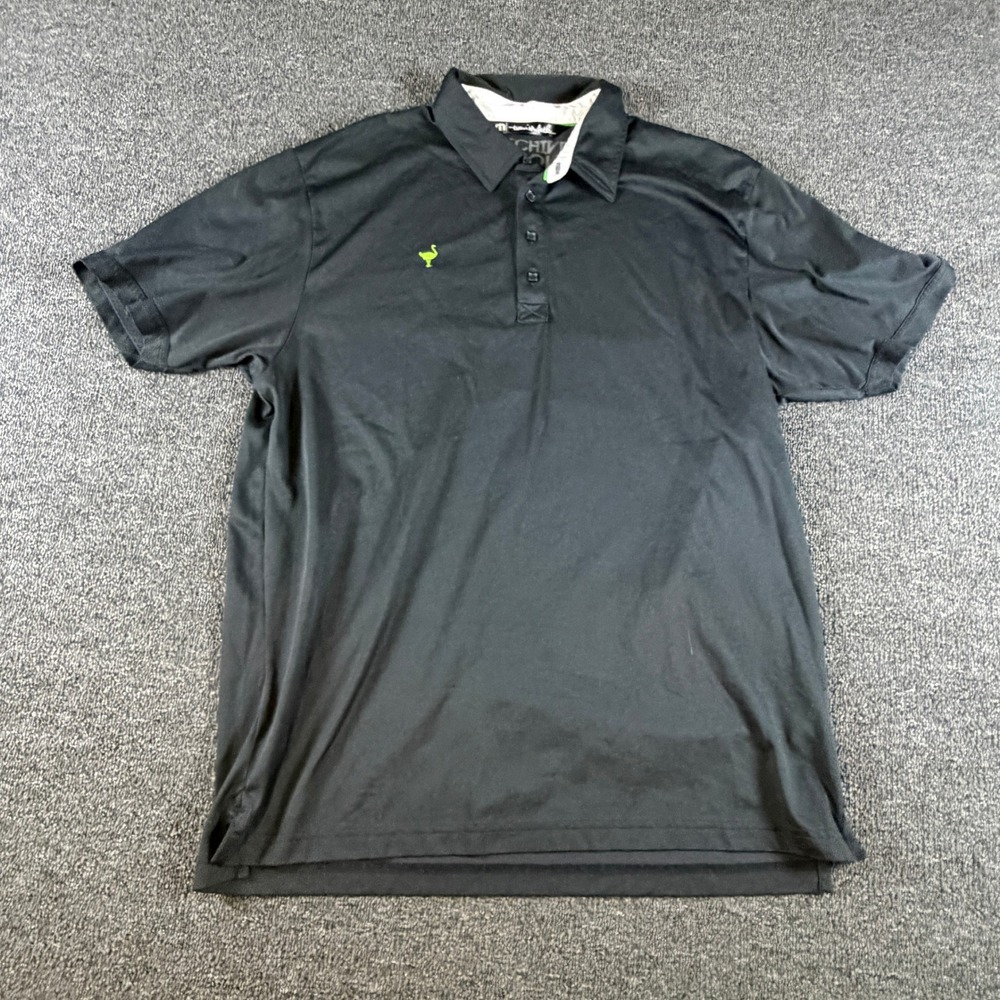 TravisMathew Polo Shirt Mens XL Schive Golf Black Pima Cotton Blend EUC